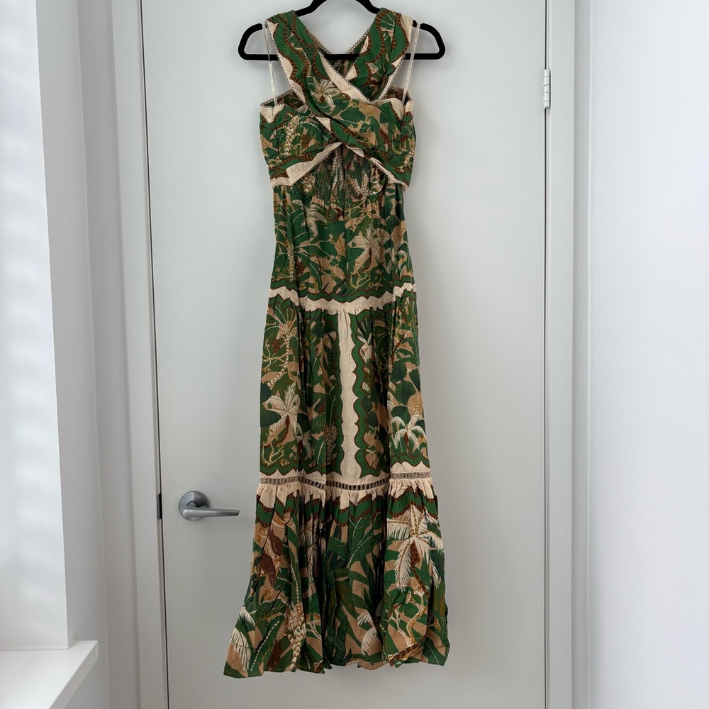 NWOT Farm Rio Beige Tropical Isla Lenzing™ Ecovero™ Euroflax™ Maxi Dress S - Picture 6 of 16